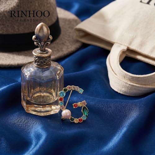 Image of Initial Brooch Pins A-Z 26 Letters Brooches For Women Colorful Enamel Alphabet Pin Pearl Crystal Lapel Pin