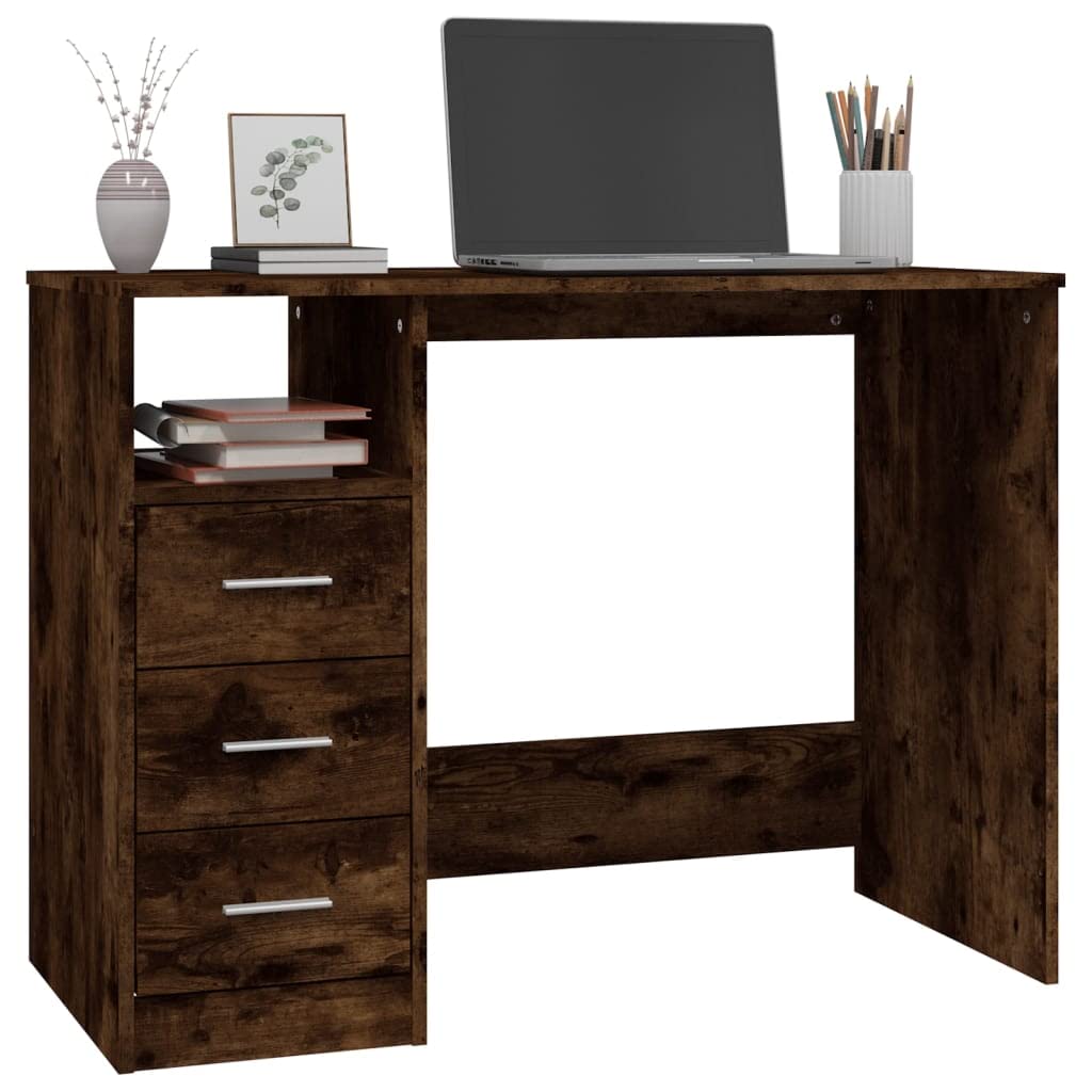 Scrivania con cassetti Incensi 102 x 50 x 76 cm, 3 cassetti e 1 scomparto aperto per ufficio, casa e studio, materiale in legno resistente, moderno