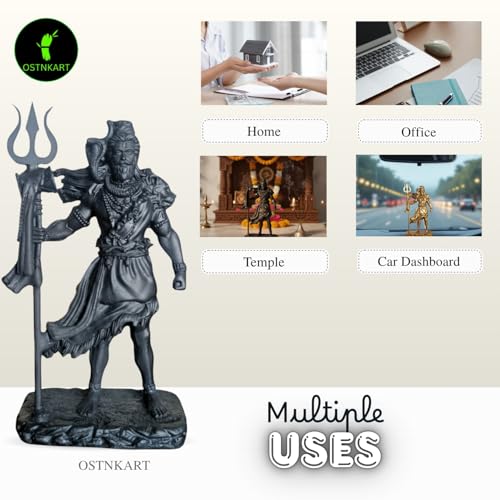 Image of Shiva Statue Car Dashboard Idol, Shiv Ji for Birthday,Annivesary, Home & Office Pooja Room,Living Room Show piece new House Warming Gift (Black,Size -12 * 7 * 4 cm)