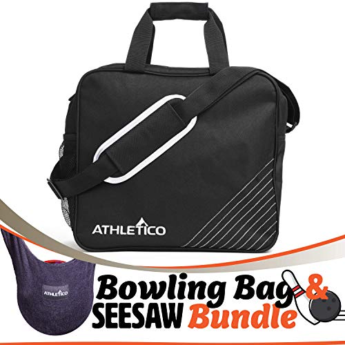 Athletico Essential Bowling Bag & Seesaw Polisher Bundle - Single Ball Bowling Tote