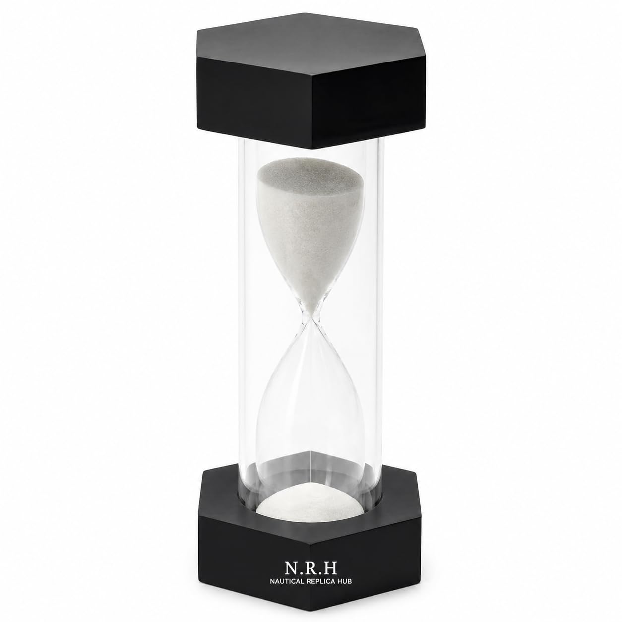 Clessidra esagonale per bambini, con sabbia bianca, timer visivo rivestito in acrilico, per aule, giochi, casa e camera dei bambini (nero, 7,6 x 23 cm)
