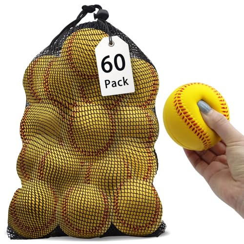 Magicorange Foam Baseballs,60 Pack Practice Training Baseballs,Yellow