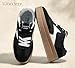 LUCKY STEP Platform Retro Sneakers for Women Fashion Casual Gum Thick Sole Rubber Sole Comfort Skate Tennis Footwear Chunky Trainer Walking Shoes(Black,8)