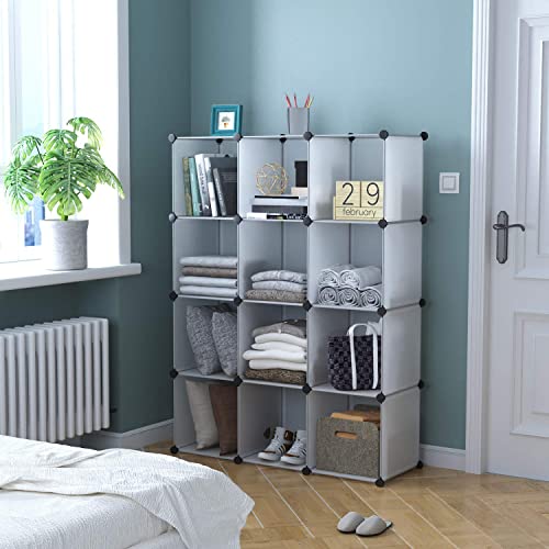 C&Ahome Cube Storage Organizer, 12-Cube Closet Cabinet Organizer, Diy Cube Shelf, Plastic Stackable Bookshelf, Modular Shelving Units Ideal For Home, Office, 36.6" L X 12.4" W X 48.4" H White Shs3012A #TOP3