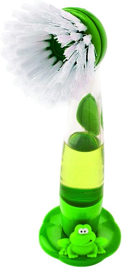 Joie 10003 Ribbit Soap Dispensing Dish Scrubber Brush, Frog, 9.5" x 2.75", Green