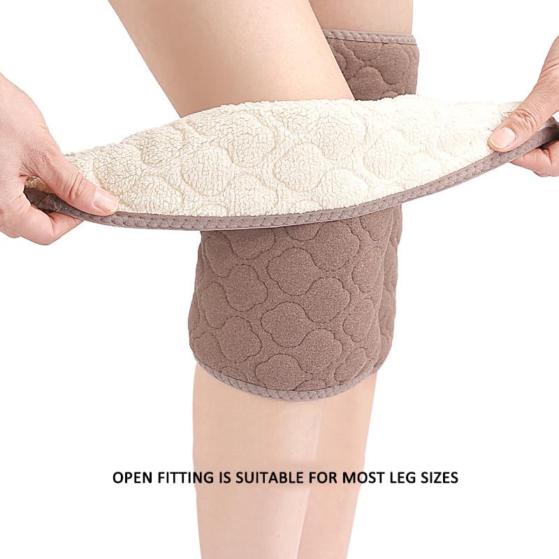 Knee Warmers for Women Men, Thermal Plush Padded Knee Braces Leg Warmers, Warm Knee Support Pads, Adjustable Winter Thicken Knee Wrap Sleeves, for Joint Pain Arthritis, Skiing Cycling Yoga (Dark Gray) - Image 5