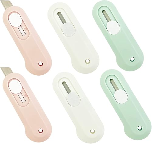 Mini cortadores de caja, 6 piezas de lindo cortador de arte retráctil en forma de nube, cuchillo utilitario, abrecartas pastel, cortador de papel