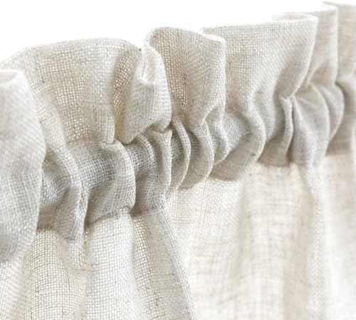 Jinchan CLFRP-615VLCN Valance Curtains Linen Textured Valance For Kitchen Living Room Rod Pocket Small Window Curtains Flax Farmhouse Country Window Treatments Light Filtering Valance 1 Panel 15 Inch Length Crude thumb #1
