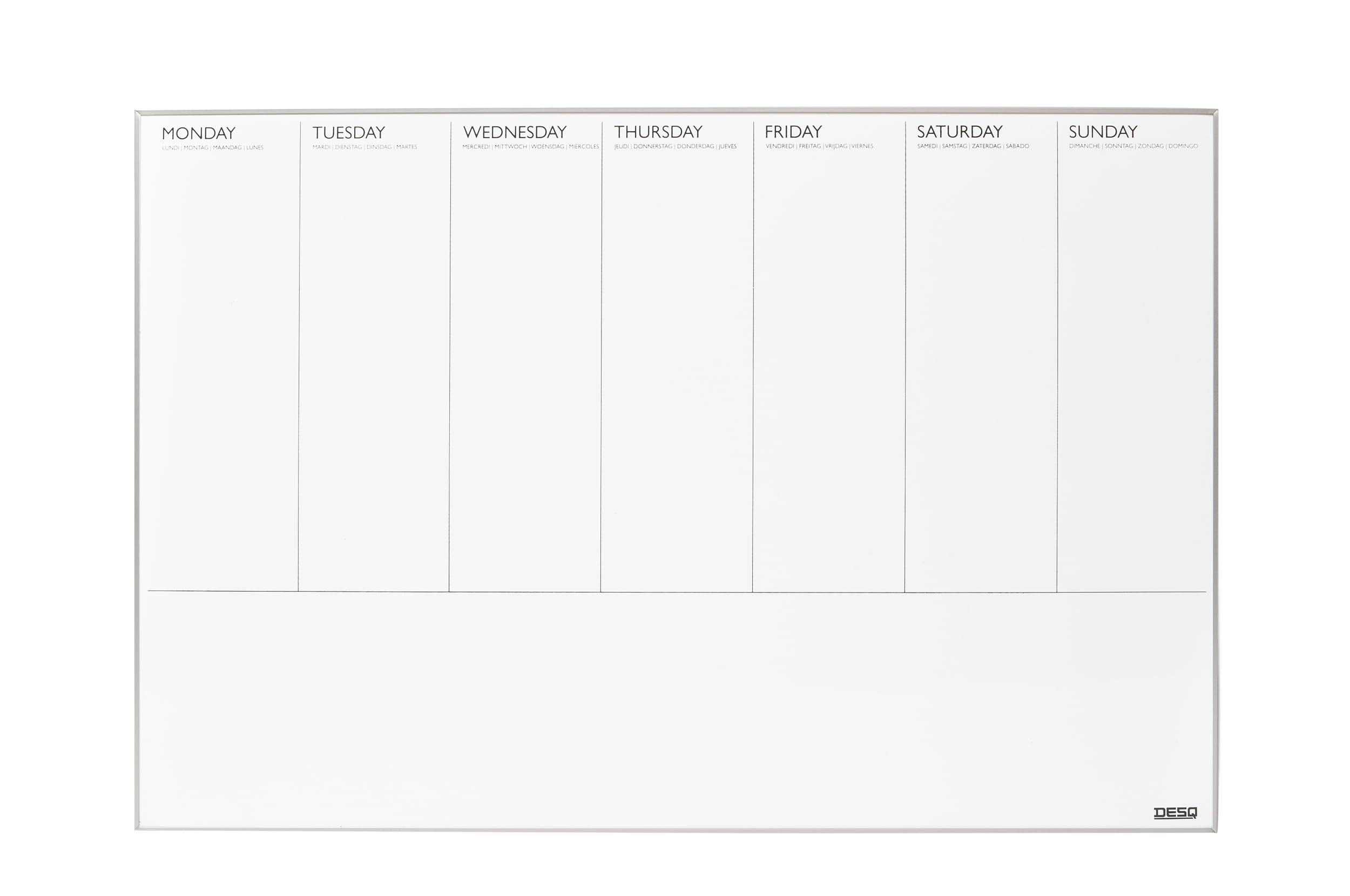 Desq Wochenplaner | Magnethaftend | Ultradünner Aluminiumrahmen | 60 x 90 cm, 4321, Weiss, 60x90