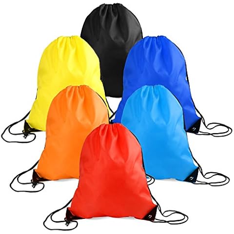 WXJ13 6 Pieces Drawstring Tote Bag Cinch Gym Bags Storage Backpack Draw String Bag for School Gym Traveling Swimming Kids children Adults Cover