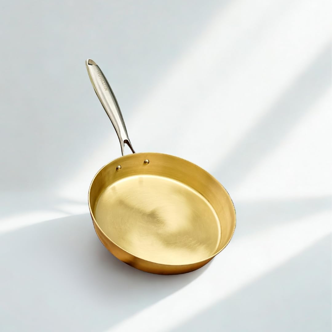 NUTRION Pure Bronze Frying Pan - Traditional Indian Cooking Pan/Tawa for Cooking with Health-Boosting Properties (24 cm) (Medium Pan)