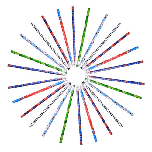 NULYLU 24個 スポーツデザイン筆 用学生用 芯折れ防止 サッカー バスケットボール柄 書きやすい学習文具 小学生向けスケッチやノート用