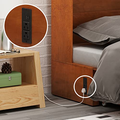 Zafly Cabinet Bed Queen,Murphy Bed Queen Size,Super Space-Saving Murphy Cabinet Bed,Murphy Bed Chest Queen Size With Large Drawers & Usb Charging Station & Folding Foam Mattress(Cherry) #TOP4