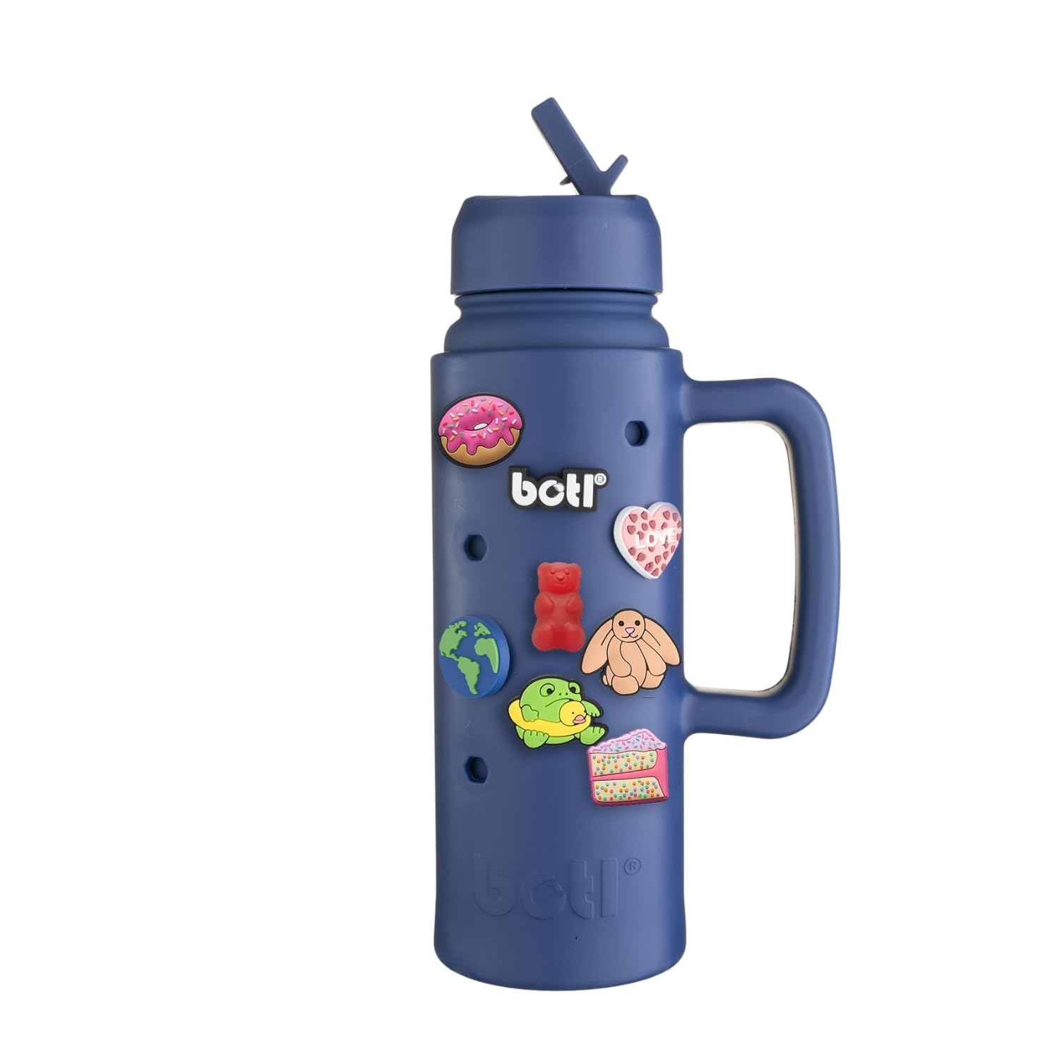 BOTL Epic Jug Edelstahlflasche, auslaufsicherer Strohhalm-Deckel, isolierte Flasche, 700 ml, Sportverschluss mit internem Strohhalm, BioEVA-Träger mit Griff und Botl-Bit, Prinzblau