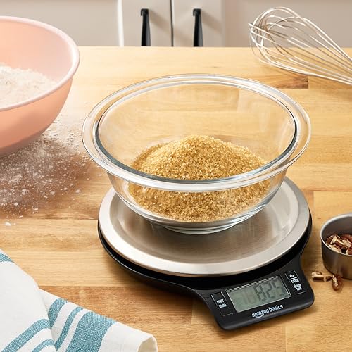 Amazon Basics Digital Kitchen Scale with LCD Display, Batteries Included, Weighs up to 11 pounds, Black and Stainless Steel image 5