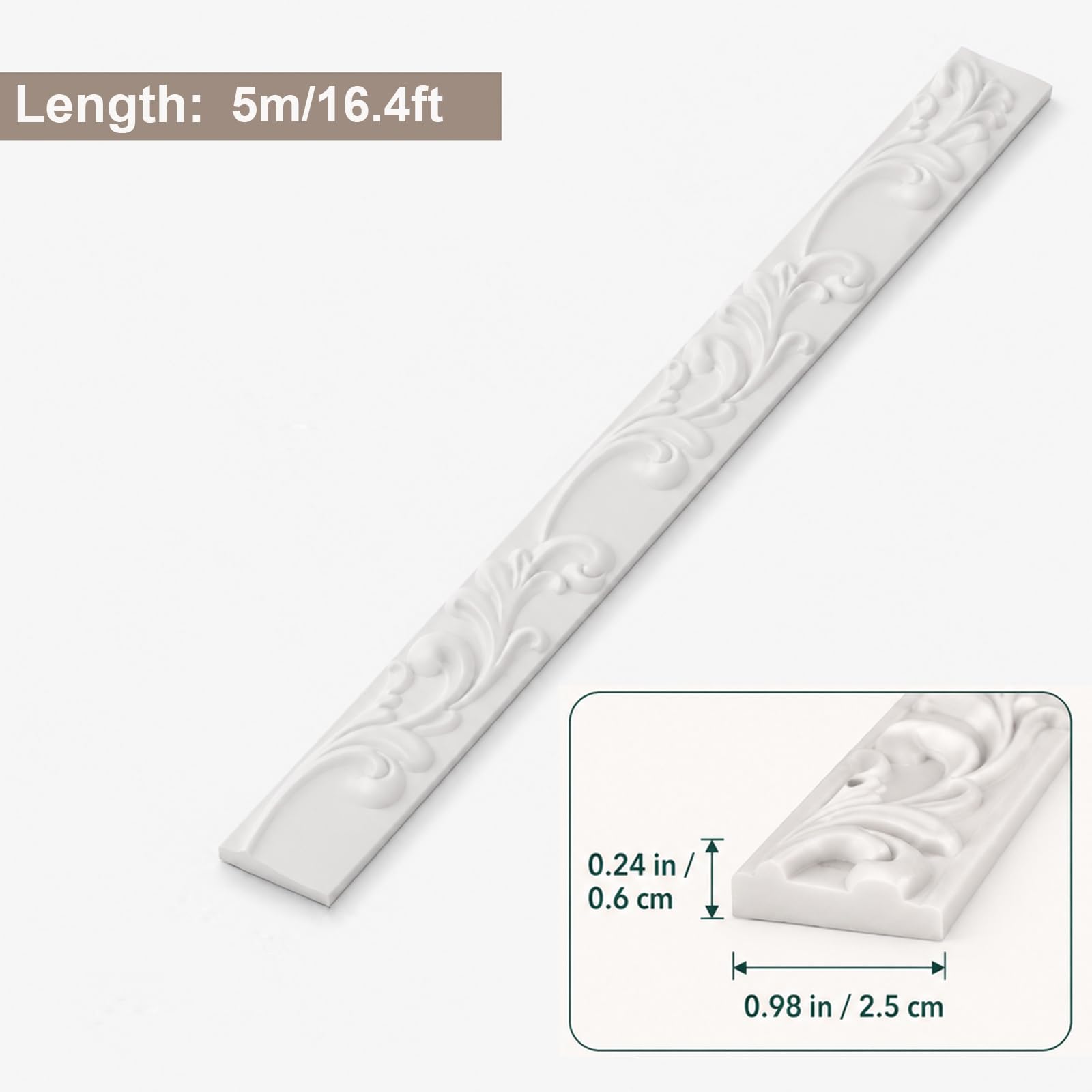 Cornici in Pvc Per Soffitto E Pareti Modanatura Flessibile Per Porte I,5m | modanature per pareti flessibile Cornici pvc Decorative Verniciabili Battiscopa per Quadri Porte Boiserie Specchi interna
