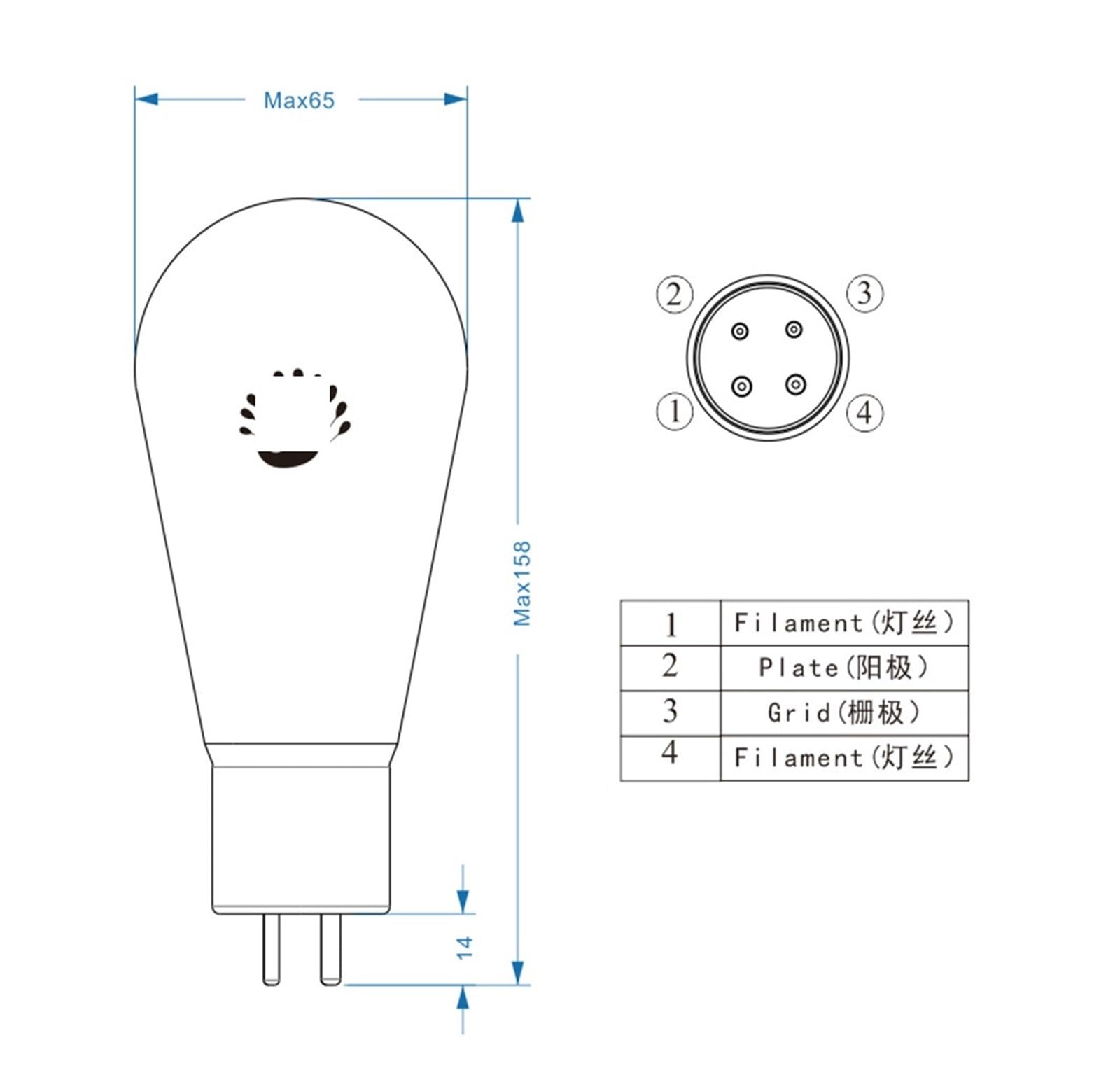 300B-N 300BN Vacuum Tube Replaces WE300B E-300B 300B-TII A300B 300B(4pcs Matched Quad)