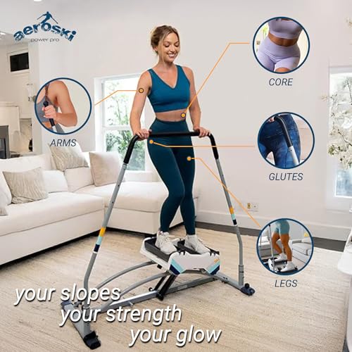 Aeroski Ski Simulator Workout Machine w/ Recoil Spring Resistance, 2 Poles & VR Goggles - Low Impact Elliptical Exercise Equipment for Home and Gym