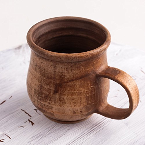Pottery Clay Coffee Mug Ceramic 8.5 oz - Handmade Brown Coffee Cups Unique