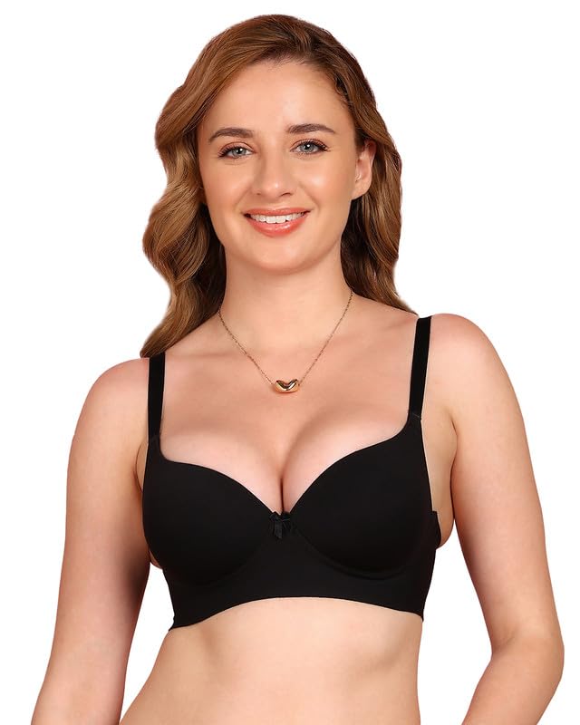 Image of Tweens Cotton Bonded Seamless Maximiser Bra | 3 /4th Coverage | Push-Up Level 1 | Elastic-Free Comfort | Wire-Free | Side Wings with Gripper | Adjustable Straps | Pack of 1 |
