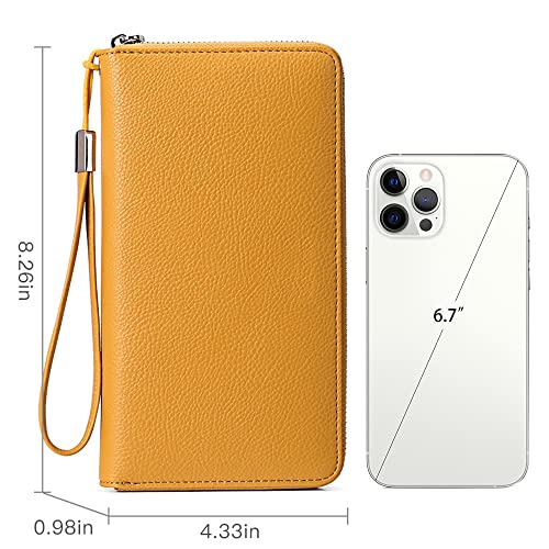 Goiacii Womens Wallet Rfid Blocking Leather Zip Around Wallet Large Capacity Long Purse Credit Card Clutch Wristlet #TOP3