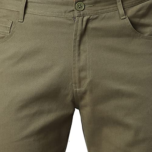 Image of Hubberholme Men's Tapered Fit Cotton Trousers, Ankle Length Button Closure Chinos