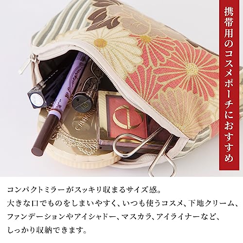 Small Makeup Bag for Women(Retro Flower Red Japanese Kimono Pattern mini Cosmetic Bags Flat Pouch - Image 4