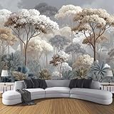 ANALTIRCE Papier Peint Panoramique Forêt Tropicale Ancienne, Papier Peint Mystérieuses Les Plantes, Fresque Murale Intissée Gris Non Tissé Décoration XXL Murale Pour Salon, Chambre, Bureau 352×250 cm