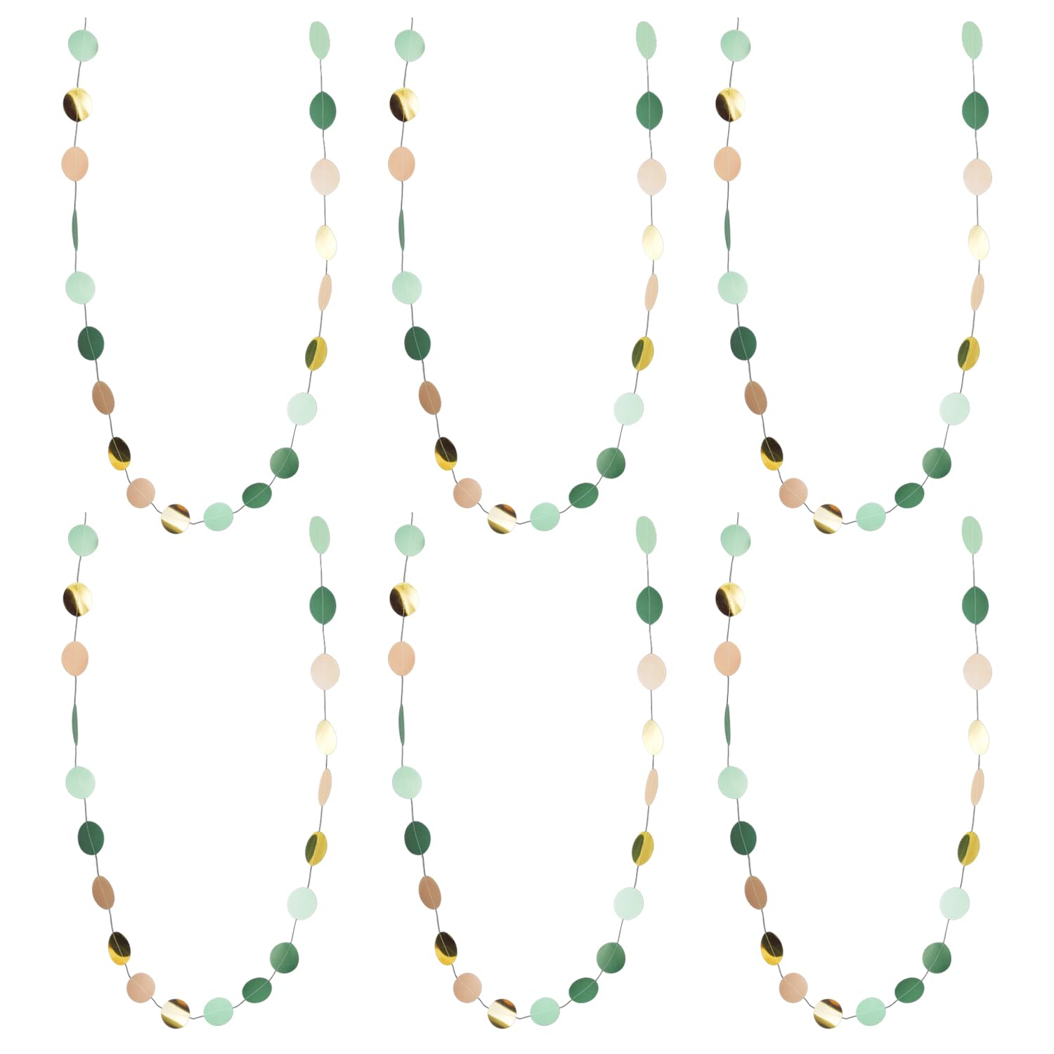 UBSIUH 6 Pieces Of Green Round Piece Flags, Background Wall Decoration Props, Hanging Flashing Banners, Suitable For Parties, Weddings, And Parties.