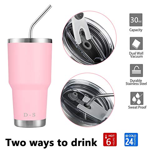 Image of D.S 30 oz Pink Tumbler Double Wall Vacuum Insulated Travel Coffee Mug