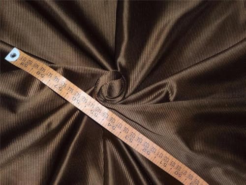Tissu taffetas de soie marron rayé 137,2 cm pour vêtements structurés TAF#S140