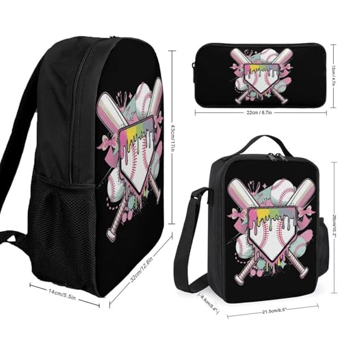 Baseball Home Plate Drip Game Day Backpack Set 3 Pieces Backpacks Lunch Bag Wallet For Travel Outdoor Sports2