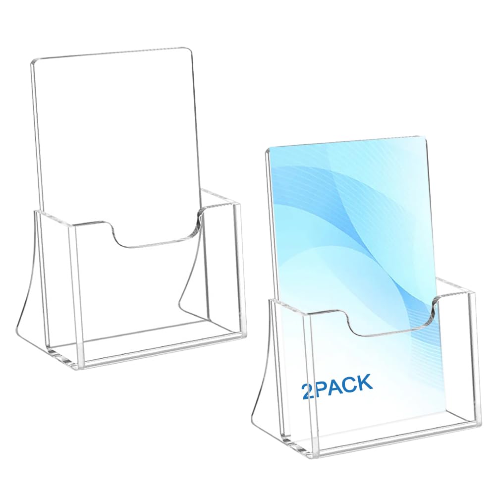 Yontree A5 Display Stand -2 Pack L-Shape Acrylic Sign Holder, Clear Freestanding Brochure/Leaflet Holder for Shop, Office, Hotel, Restaurant, School, Documents
