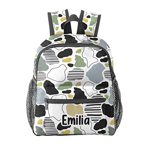 Cow Camo Personalized Kids Toddler Backpack for Boys Girls,Custom Mini School Backpack Bags Kindergarten
