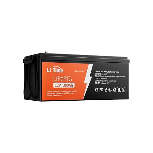 LiTime 12V 300Ah Lithium LiFePO4 Battery, Built-in 200A BMS, Max 2560W Power Output, Easy Installation, 4000+ Deep Cycles, FCC&UL Certificates, 10-Year Lifetime, Perfect for Off-Grid, RV, Solar