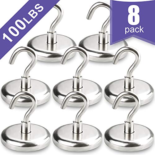 BAVITE Heavy Duty Magnetic Hooks, Strong Neodymium Magnet Hook for Home, Kitchen, Workplace