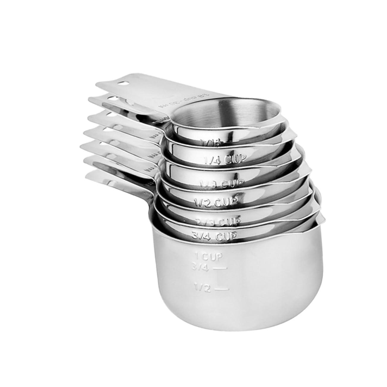 7pièces Tasses à Mesurer Acier Inoxydable Gravures Claires sur Poignée et Intérieur Empilables pour Rangement Facile