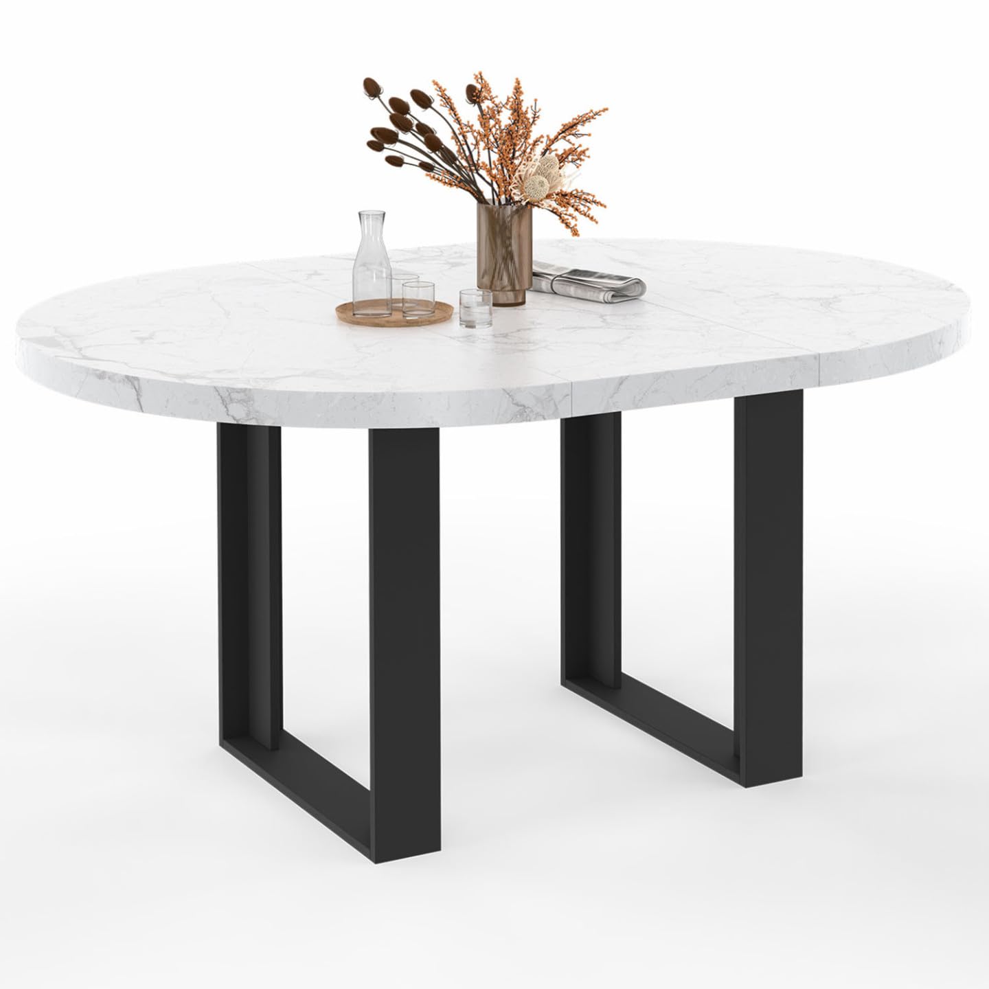 IDMarket - Table à Manger Extensible Ronde Phoenix 110-150 cm
