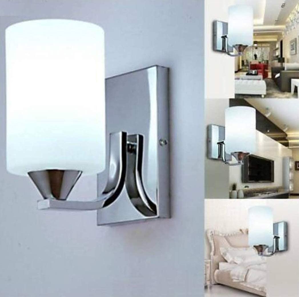 Lyse Decor Modern Wall Lamp Iron Glass Globe Lampshade Bedroom Wall Light (Silver)