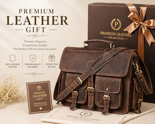 Bolsa de mensajero de cuero vintage para hombres miniatura 7