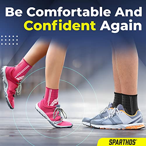 Sparthos Ankle Compression Sleeve (Pair) – Plantar Fasciitis Brace With Arch Support – Foot Ankle Socks For Men And Women – Increase Blood Circulation, Reduce Swelling & Heel Spurs (Black-M) #TOP3