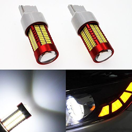 AutoTime White 7440 7441 T20 Led Bulbs 4014 106-SMD LED Lights Bulbs for Car Backup Reverse Turn Signal Lights Replacement