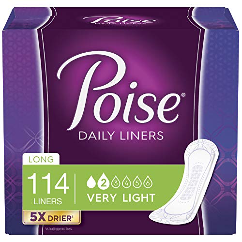 Poise Daily Incontinence Panty Liners, Very Light Absorbency, Long, 114 Count - //coolthings.us