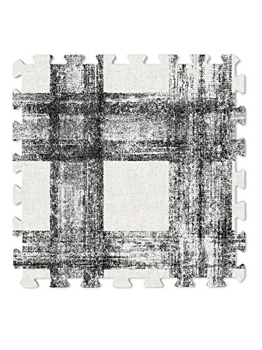 FloorPops FPF3751: Sawyer Plaid ineinandergreifende Bodenfliesen, Schwarz