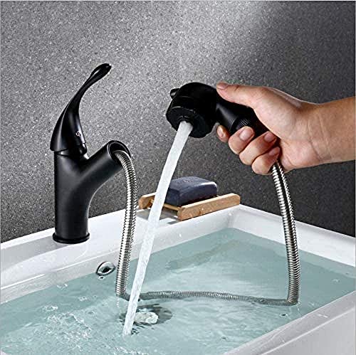 Robinet de lavabo monotrou extractible noir pour eau chaude et froide