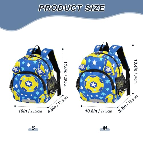 Kid's Backpack for Boys & Girls Toddler Bag Yellow Soccer Star Backpack with Safety Leash2