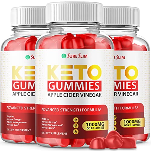 (3 Pack) Sure Slim Keto Gummies - Official Formula, Vegan, Non GMO - Sure Slim ACV Keto gummies with Apple Cider Vinegar, Sureslim Keto Gummies with Beet Root Juice, Pomegranate Juice (180 Gummies)