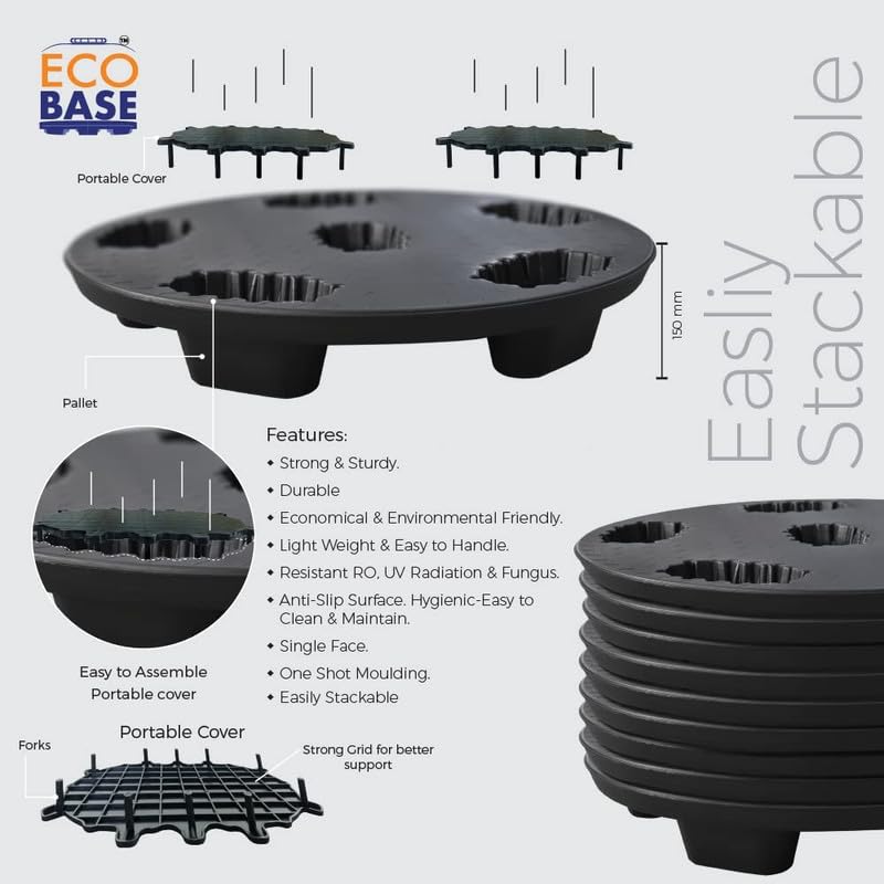 Image of Eco Water Tank Base Heavy-Duty Water Tank Base Stand for 750 Liter Tanks | Anti-Slip, UV-Resistant, Durable Plastic Tank Support Platform | Prevents Dampness, Fungus & Floor Damage-