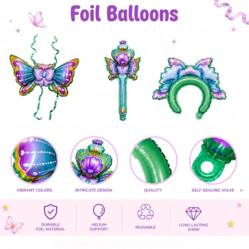 Image of Purple Butterfly Fairy Theme Foil Balloons Costume Set for Kids, Girl Birthday Party Set of 3 Pcs