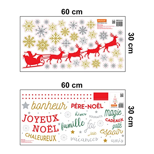 Wallflexi Christmas Decorations Wall Stickers "Santa's Sleigh & French Quotes Christmas Tree" Wall Murals Decals living Room Children Nursery School Restaurant Cafe Hotel Home Office Décor - Image 4